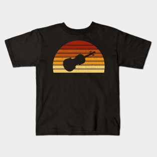 Vintage Sunset Violin Gift For Violinists Kids T-Shirt